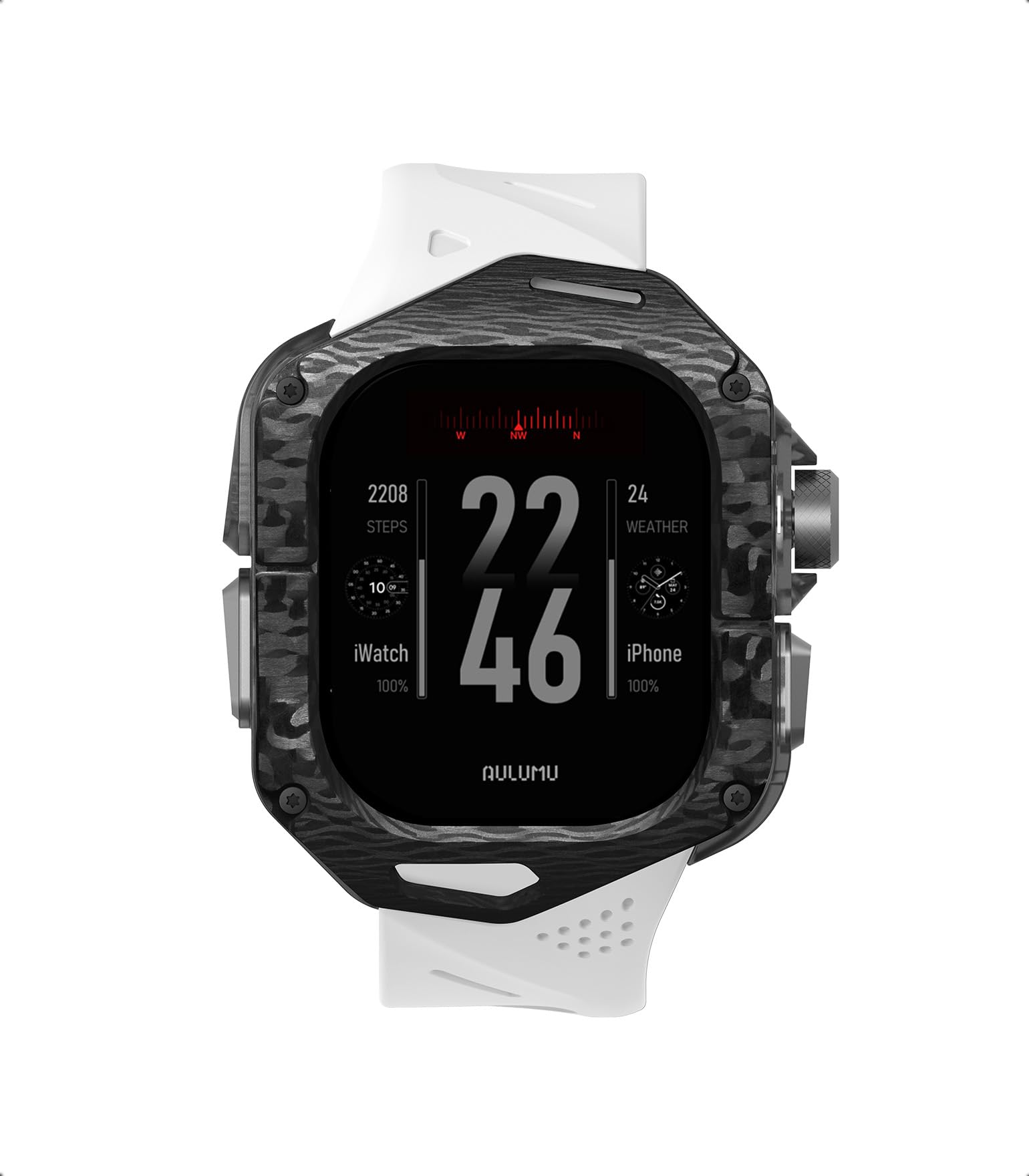 Aulumu A17 iPhone 17 Pro Magnetic Thermal Case + A01 Carbon Fibre Case with Apple Watch Ultra Band 49MM,Includes (A17) Gray + (A01) White - Image 3