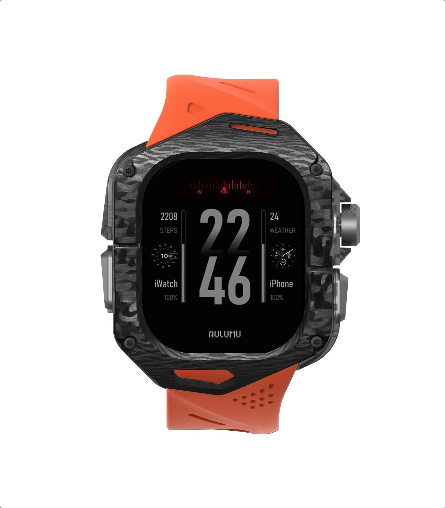 Aulumu A17 iPhone 17 Pro Case Military-Grade Outdoor Design+A01 Carbon Fibre Case with Apple Watch Ultra Band 49MM,Includes (A17) Black + (A01) Orange - Image 3