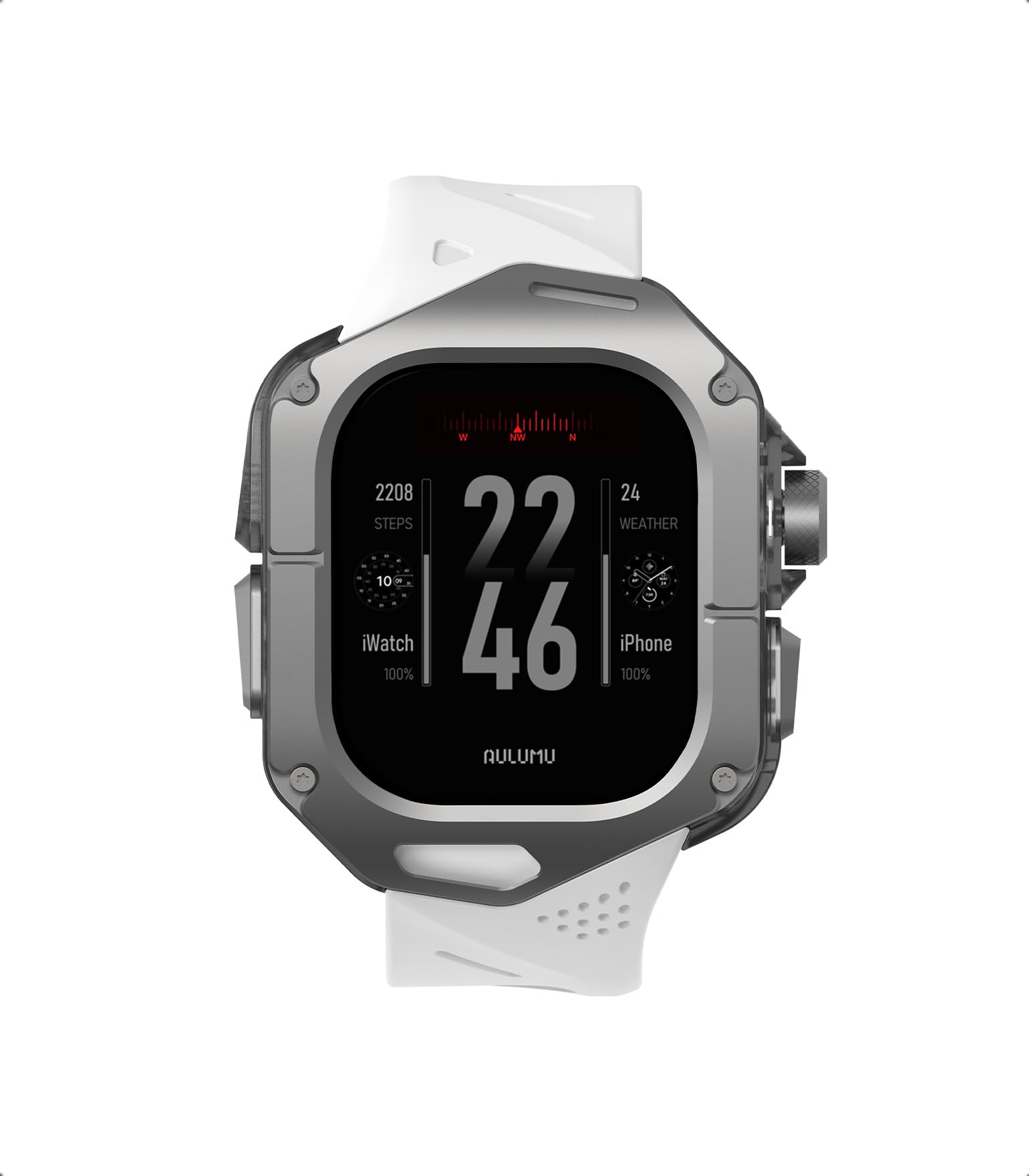 Aulumu A17 iPhone 17 Pro Max Magnetic Thermal Case+ A01 Titanium Case with Apple Watch Ultra Band 49MM,Includes (A17) Gray + (A01) White - Image 3