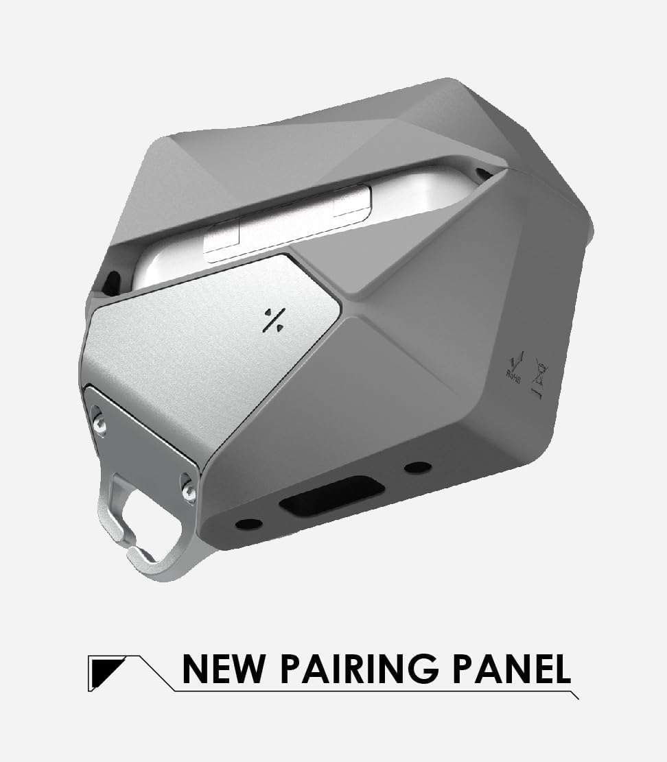 Aulumu A09 Geometric AirPods Pro 2 Case [2nd/1st Generation] with Lock | Protective Cover with Nylon Buckle | Alloy Armour | Compatible with Apple AirPods Pro(2023/2022/2019) - Gray - Image 5