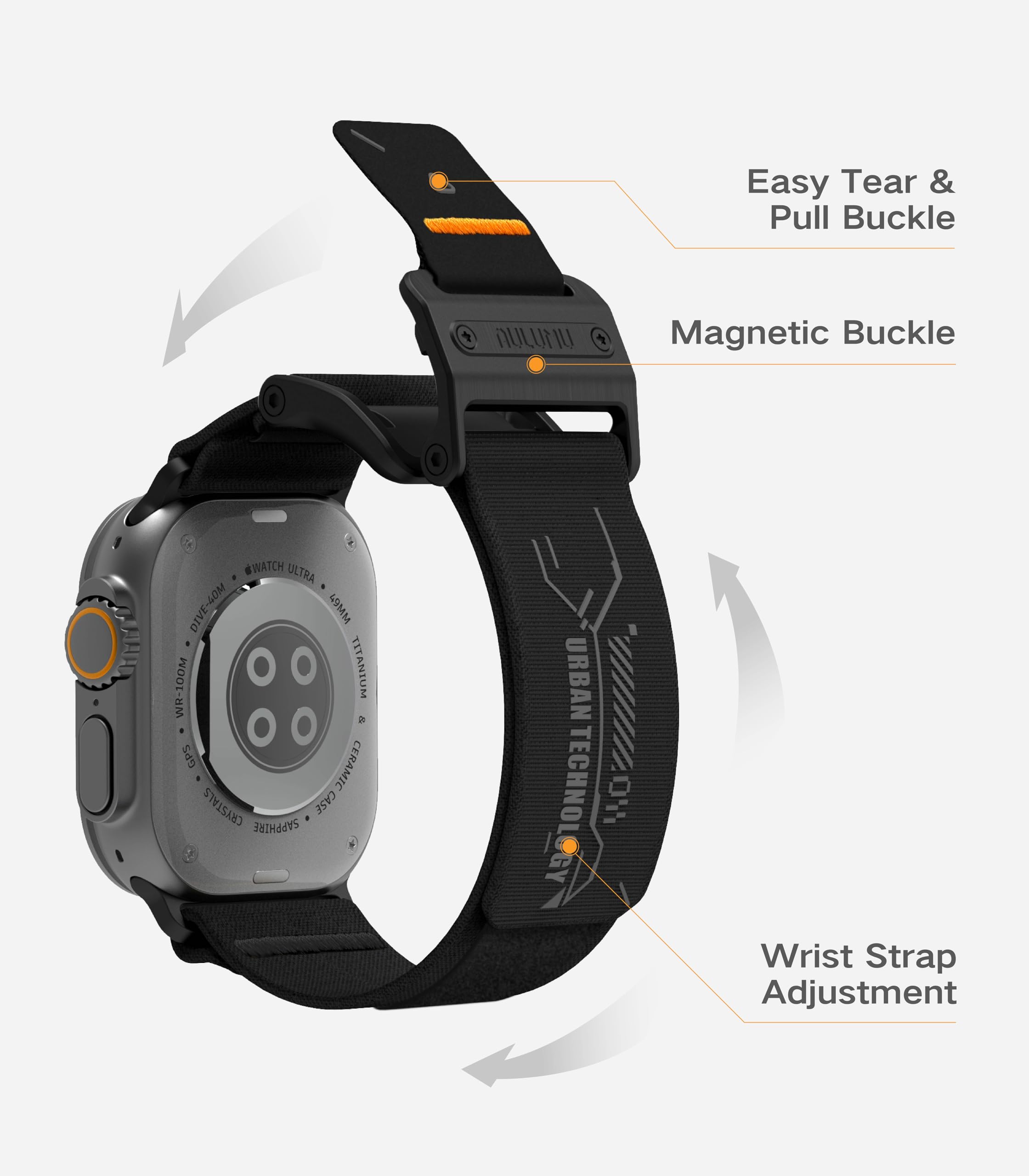 Aulumu A11 for Apple Watch Ultra 49mm Band for Men Mag Buckle Slim Band Designed | for Apple Watch Ultra 3/2/1 49mm, Series 11/10/9/8/SE2/7/6/SE/5/4[46mm/45mm/44mm] - Image 4