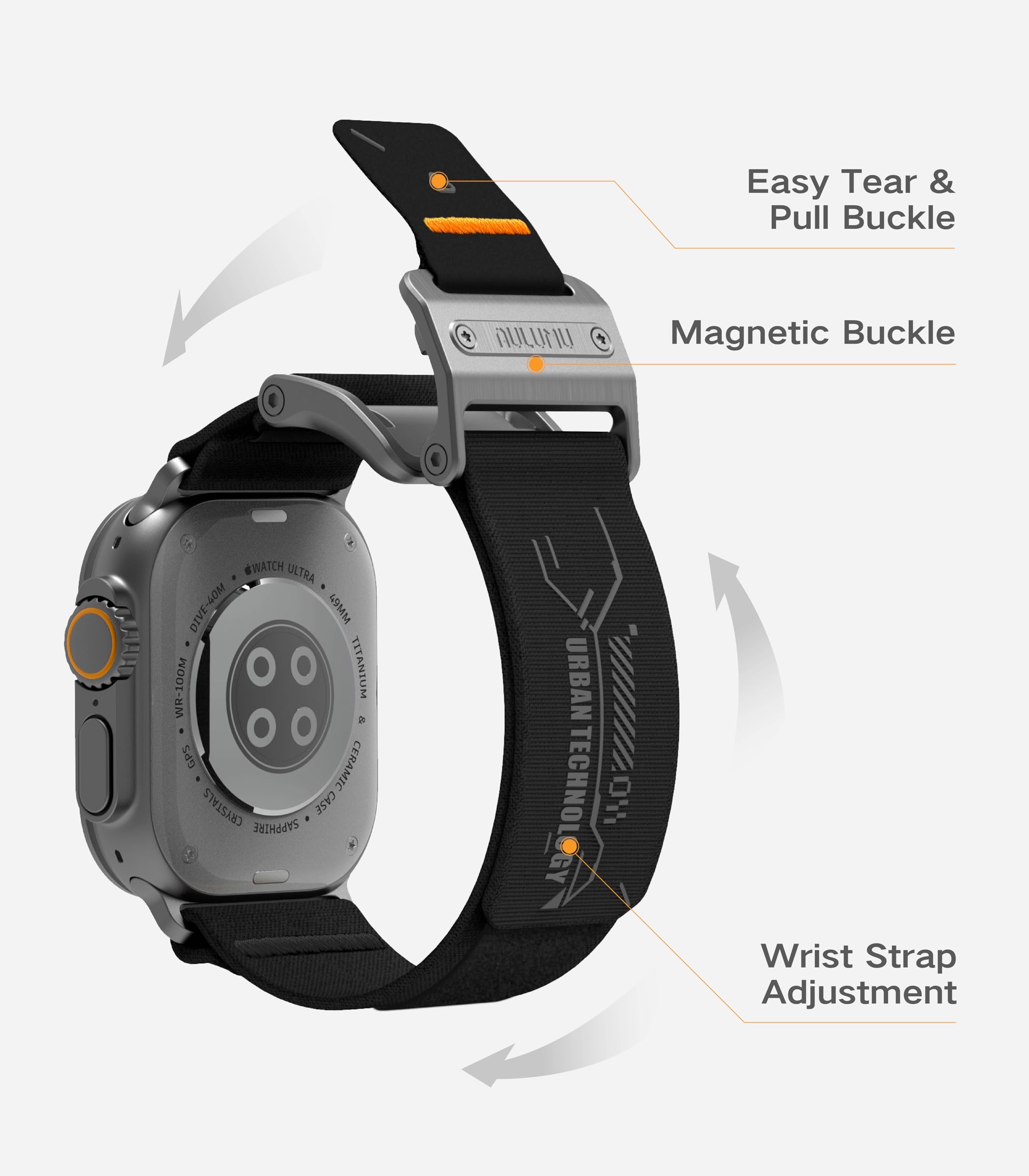 Aulumu A11 for Apple Watch Ultra 49mm Band for Men Mag Buckle Slim Band Designed | for Apple Watch Ultra 3/2/1 49mm, Series 11/10/9/8/SE2/7/6/SE/5/4[46mm/45mm/44mm] - Image 4