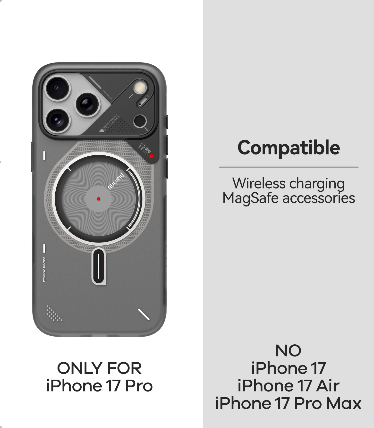 Aulumu A17 iPhone 17 Pro Magnetic Thermal Case + A01 Carbon Fibre Case with Apple Watch Ultra Band 49MM,Includes (A17) Gray + (A01) White - Image 4