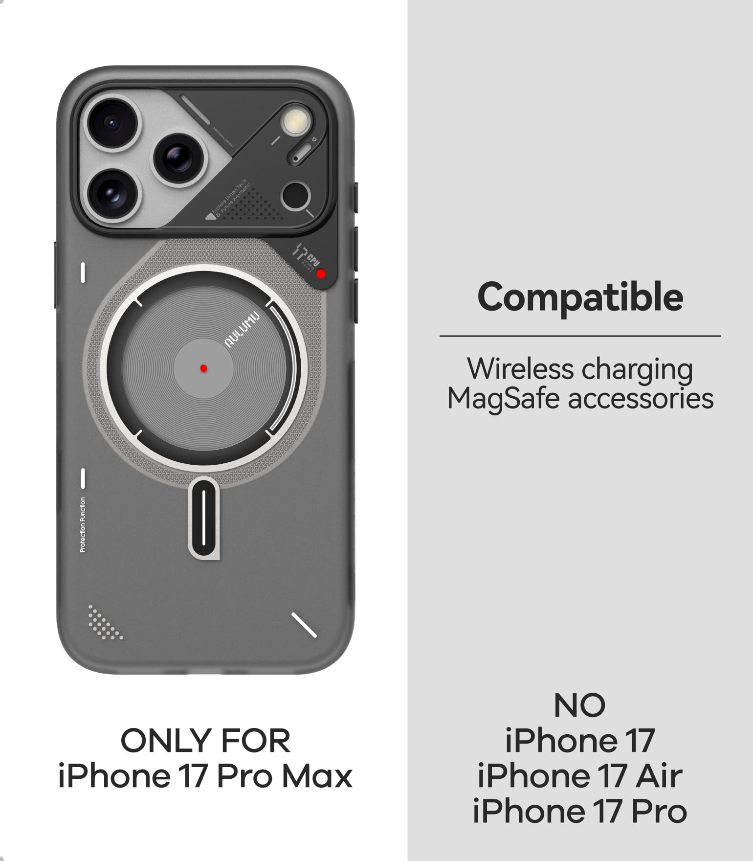 Aulumu A17 iPhone 17 Pro Max Magnetic Thermal Case+ A01 Titanium Case with Apple Watch Ultra Band 49MM,Includes (A17) Gray + (A01) White - Image 4