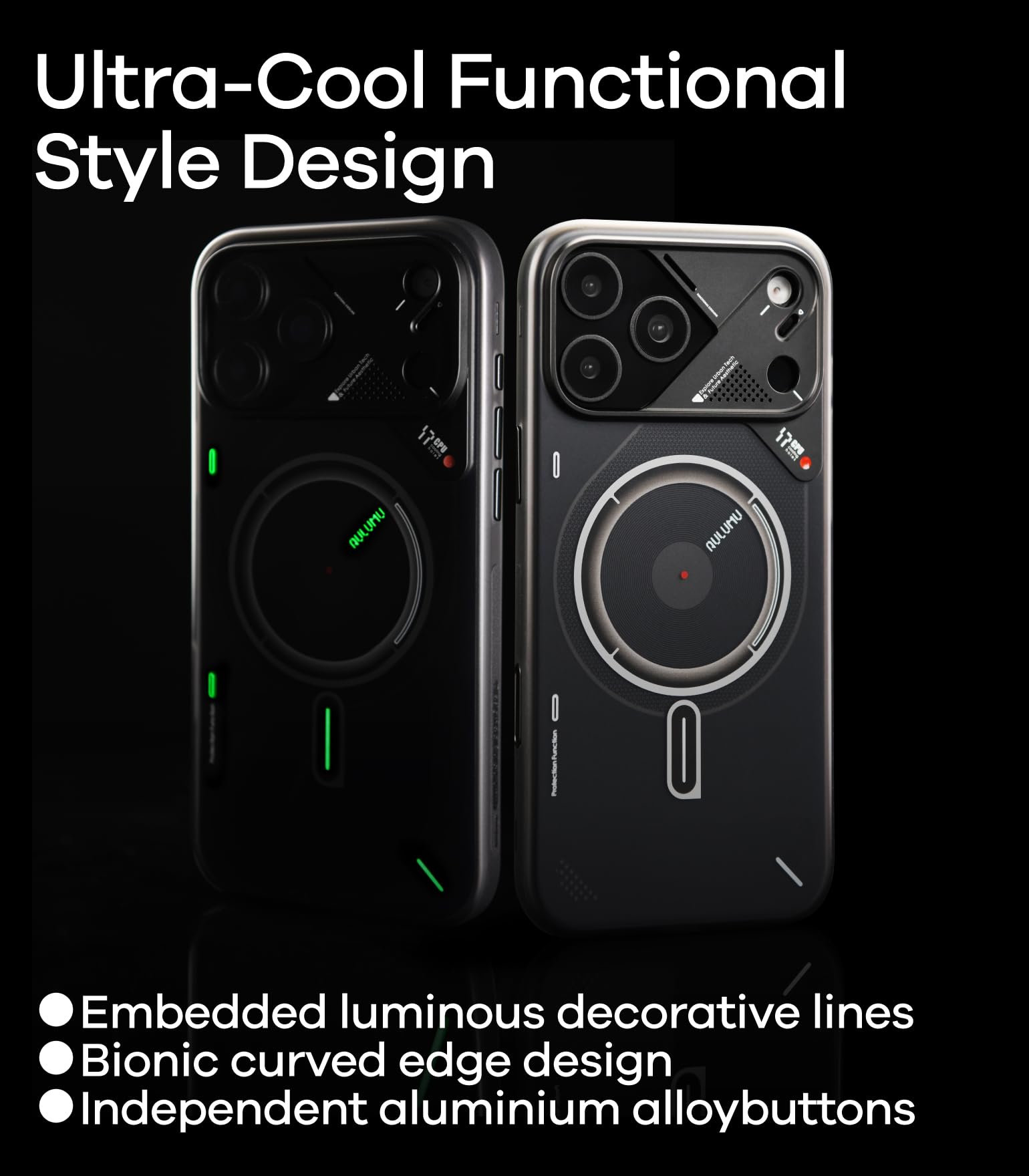 Aulumu A17 iPhone 17 Pro Magnetic Thermal Case + A01 Carbon Fibre Case with Apple Watch Ultra Band 49MM,Includes (A17) Gray + (A01) White - Image 6