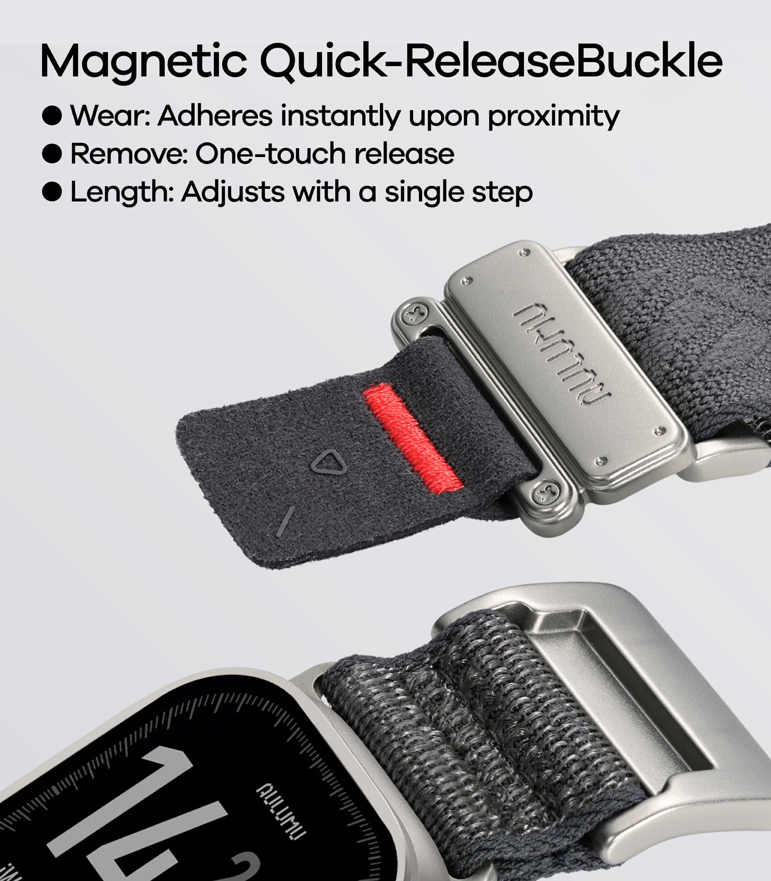 Aulumu C03 Snap Functional Titanium Buckle for Apple Watch Ultra (3/2/1) Nylon Band | Luxury Embossed Texture Knit | Quick-release Design | iWatch Bands for 49/46/45/44MM - Image 3