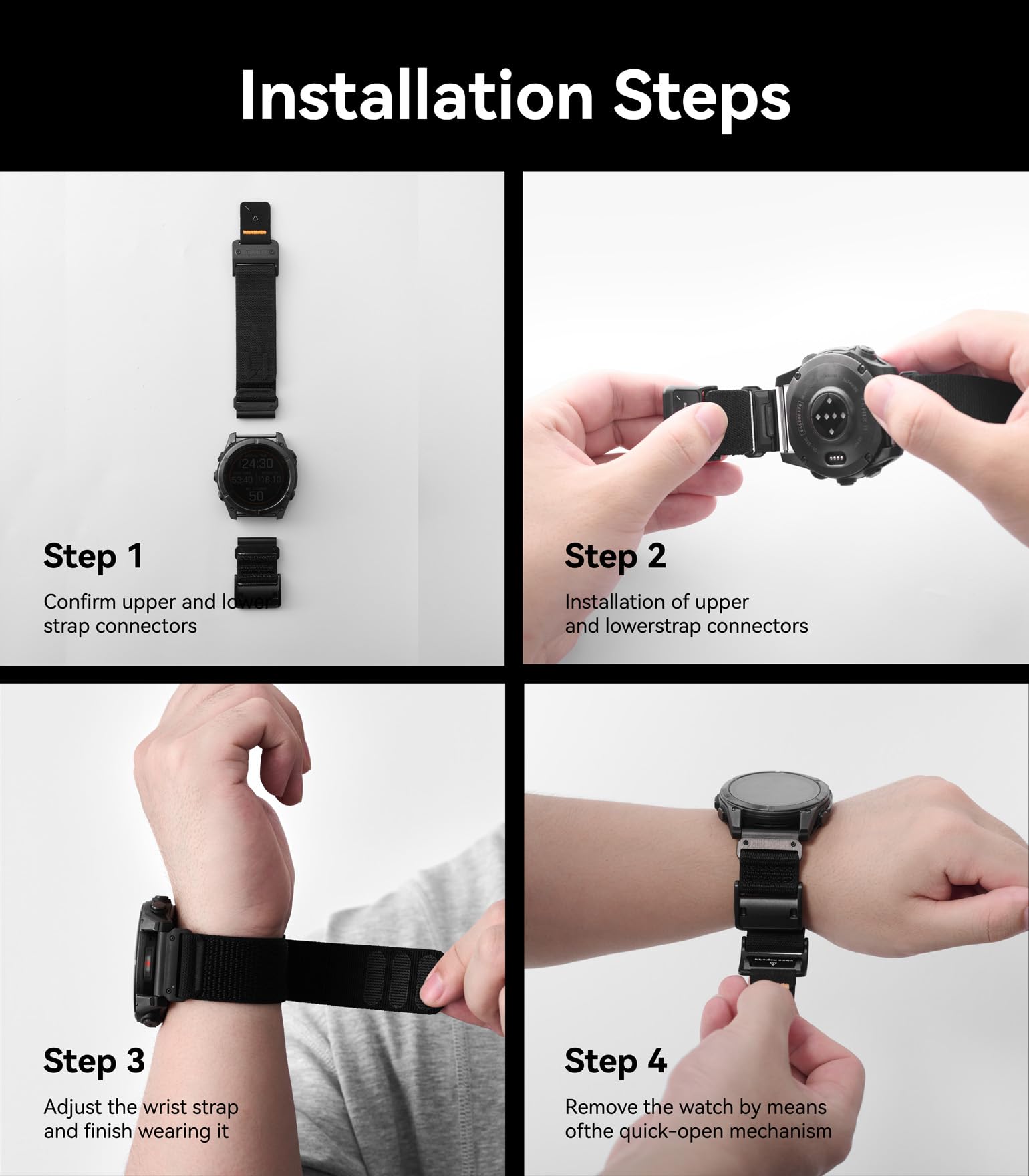 Aulumu C11 for Garmin Watch Band 26MM | Mag Buckle Slim Band | Memory Quick Release | Velvet Nylon Braid | Stainless Steel Magnetic Clasp - Image 6