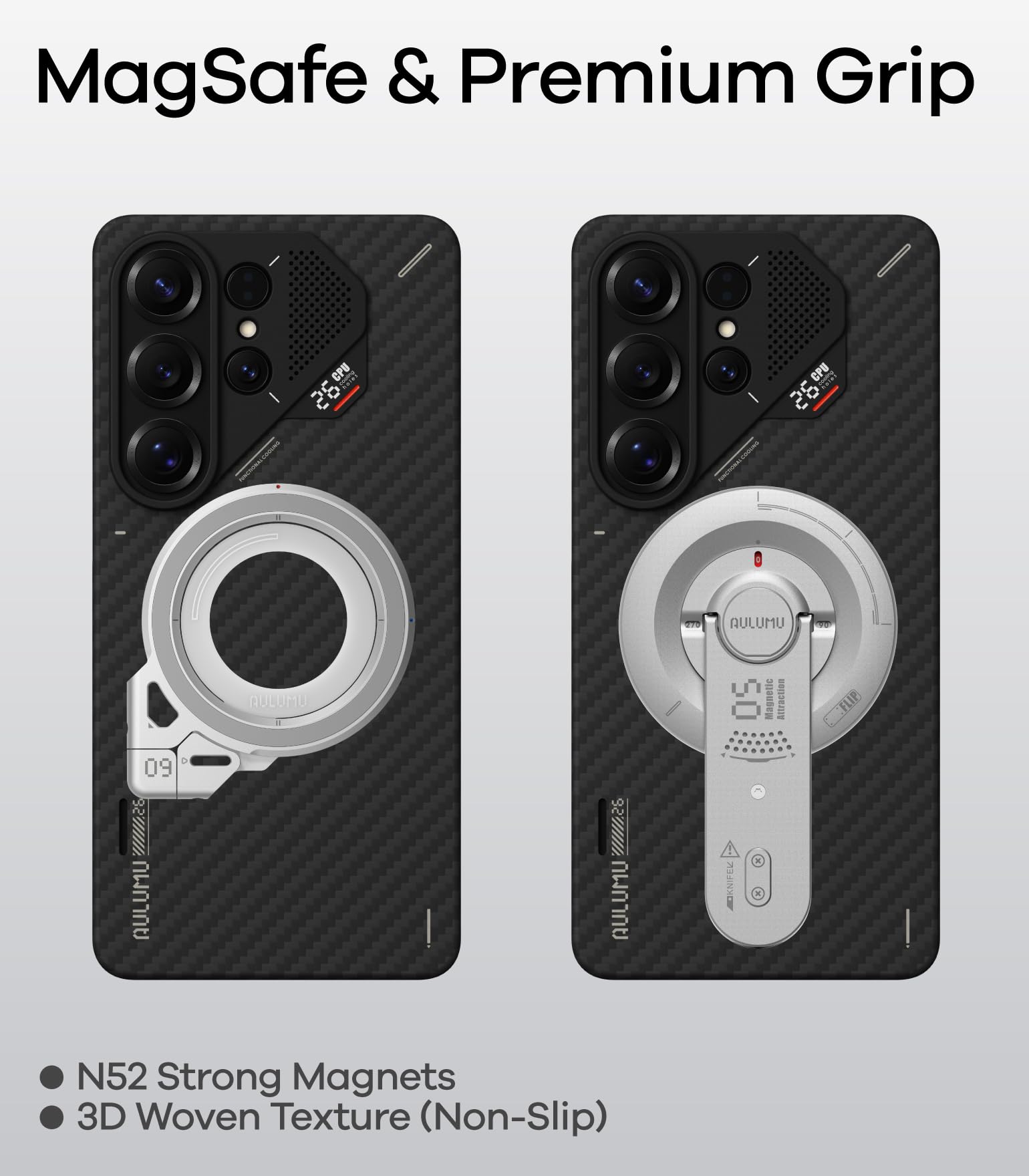 Aulumu S26 Ultra Galaxy Aramid Fiber Magnetic Case | 1500D Ultra Slim Woven | Compatible with MagSafe | Passive Cooling Samsung Galaxy S26 Ultra Case - Image 6