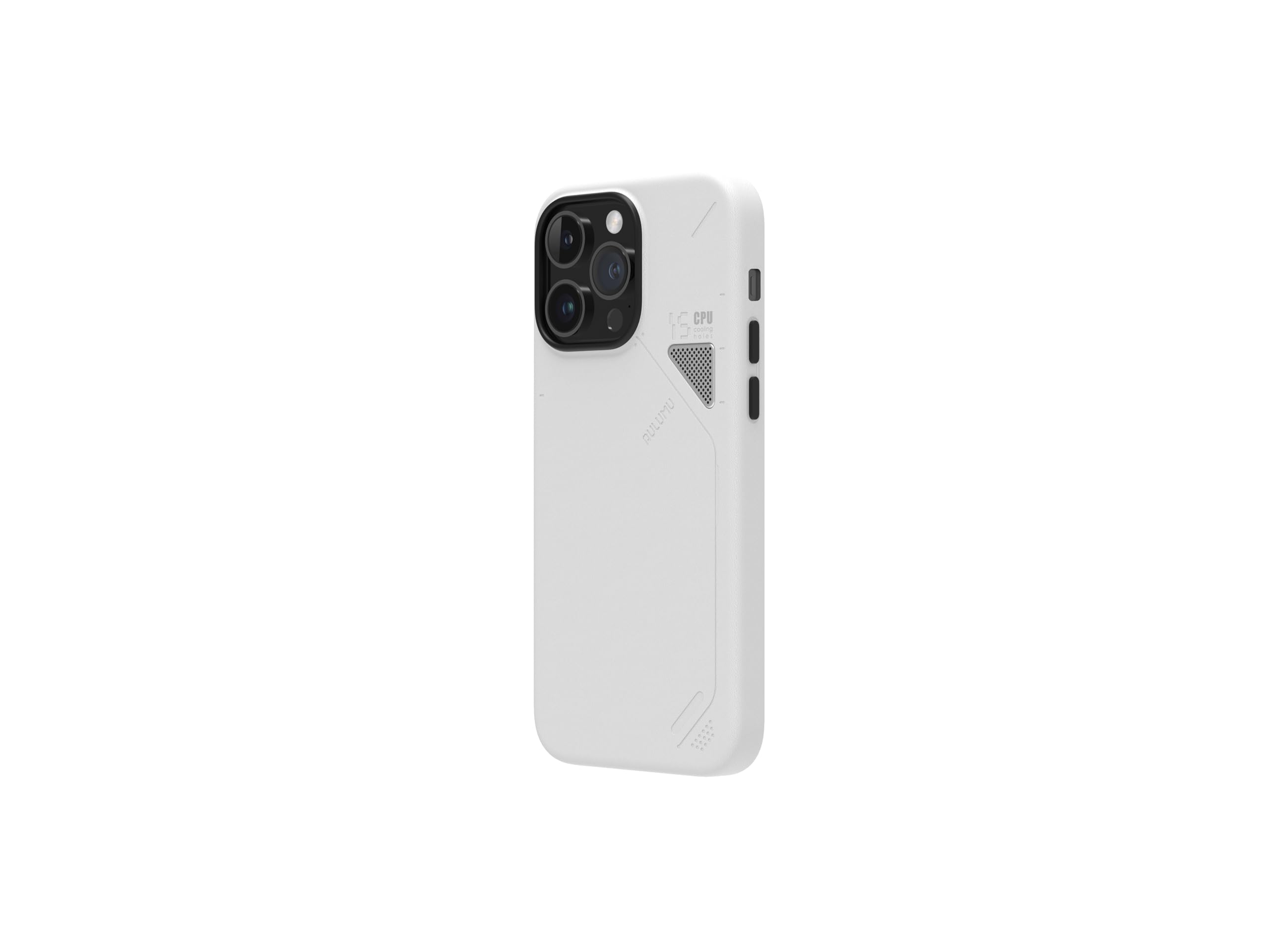 Aulumu Vegan Leather for iPhone 14 Pro Magnetic Case [Unique Cooling Window] - Compatible with Magsafe [Metal Individual Buttons] - A05 White - Image 4